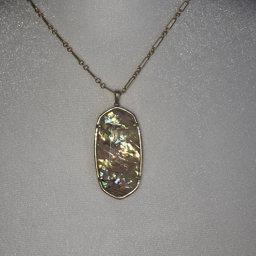 Kendra Scott Faceted Reid Long Pendant Necklace White Abalone